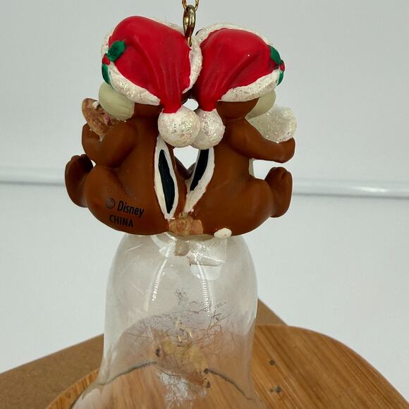 Disney Chip ‘n Dale Cookies Christmas Holiday Glass Bell Ornament 4" Tall - Picture 6 of 8
